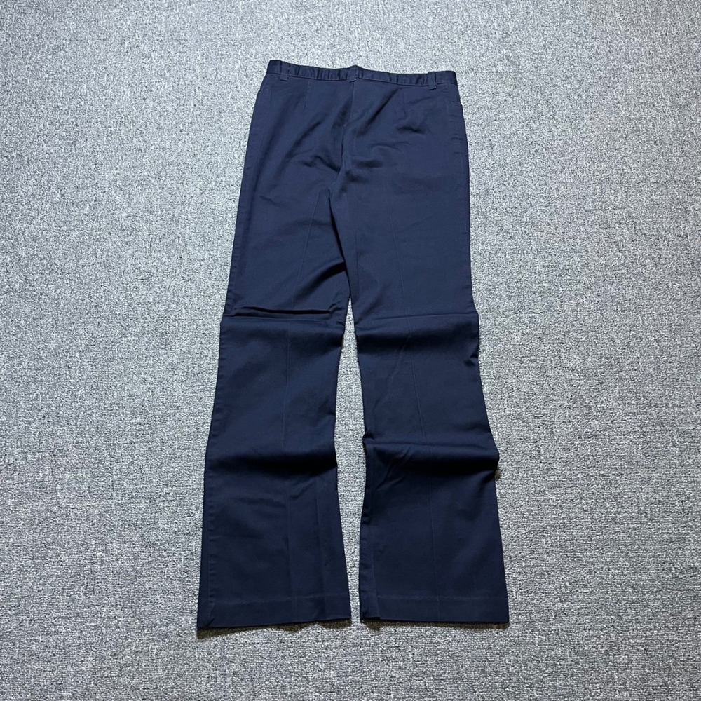 Dickies Flare Leg Work Pants Navy Blue Junior Twill Trousers Casual Utility - Picture 2 of 8